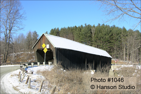 Woodstock, VT - Lincoln Bridge - Front - Winter
